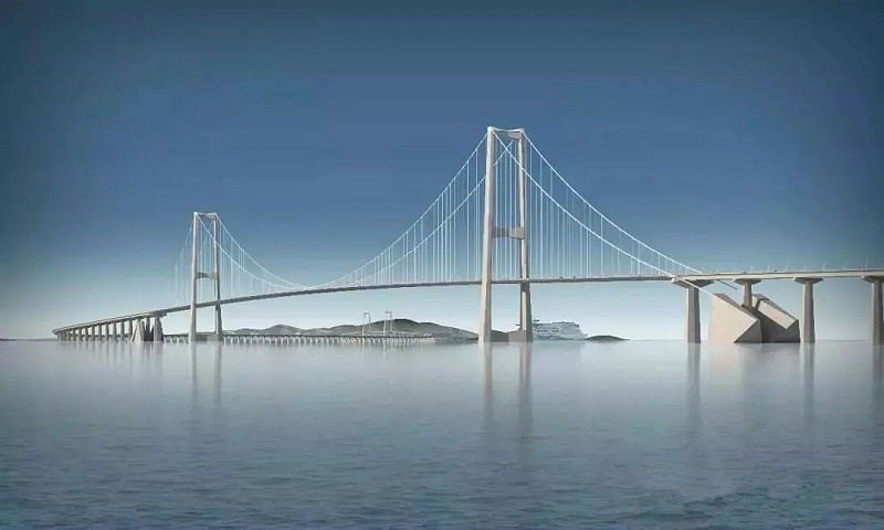 深中通道世界最大跨徑海中鋼箱梁懸索橋——伶仃洋大橋效果圖